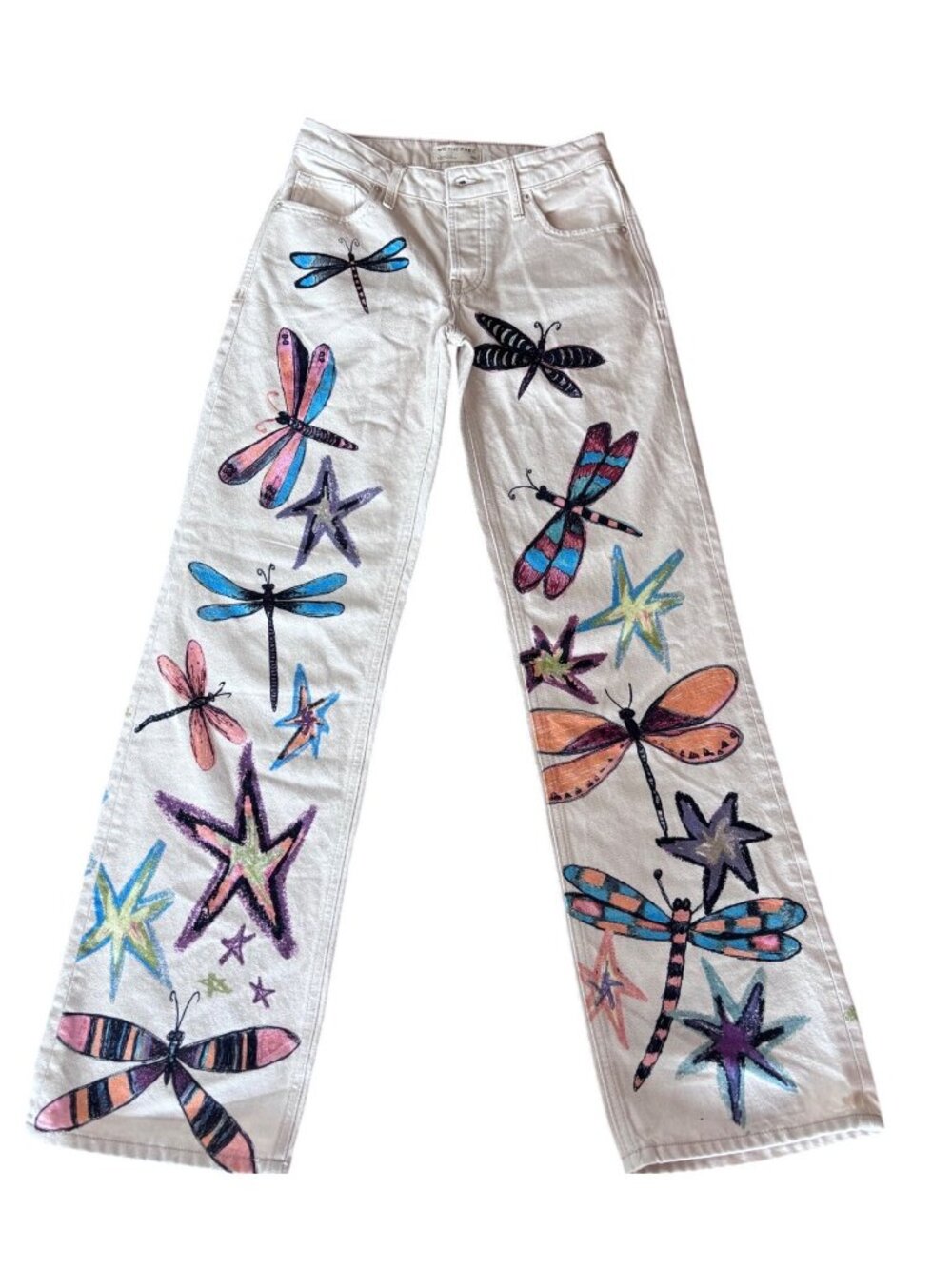 Free People We The Free Tennessee Low Rise Illusions Jeans Dragonfly Size 25 New - Picture 3 of 16